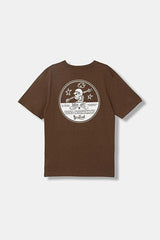 T-shirt marrone in cotone Scugnizzi 0-16 Vans con stampa grafica circolare a tema scheletro sul retro
