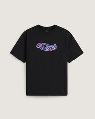 T-shirt nera in cotone Scugnizzi 0-16 Vans con logo grafico rosso e blu sul petto