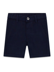 Pantaloncini Bermuda blu navy in cotone per bambini firmati Scugnizzi 0-16 con chiusura a bottone e tasche frontali