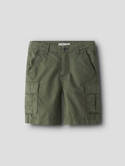 Pantaloncini cargo Scugnizzi 0-16 name it in cotone color olivine con tasche laterali per ragazzi