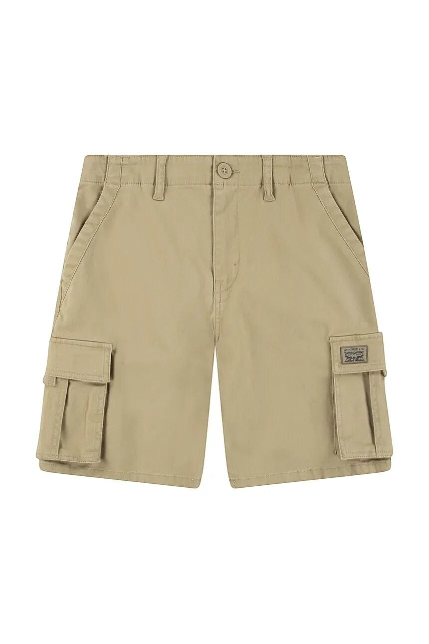 Pantaloncini cargo Scugnizzi 0-16 color sabbia in cotone con tasche laterali e logo Levi Strauss & Co.