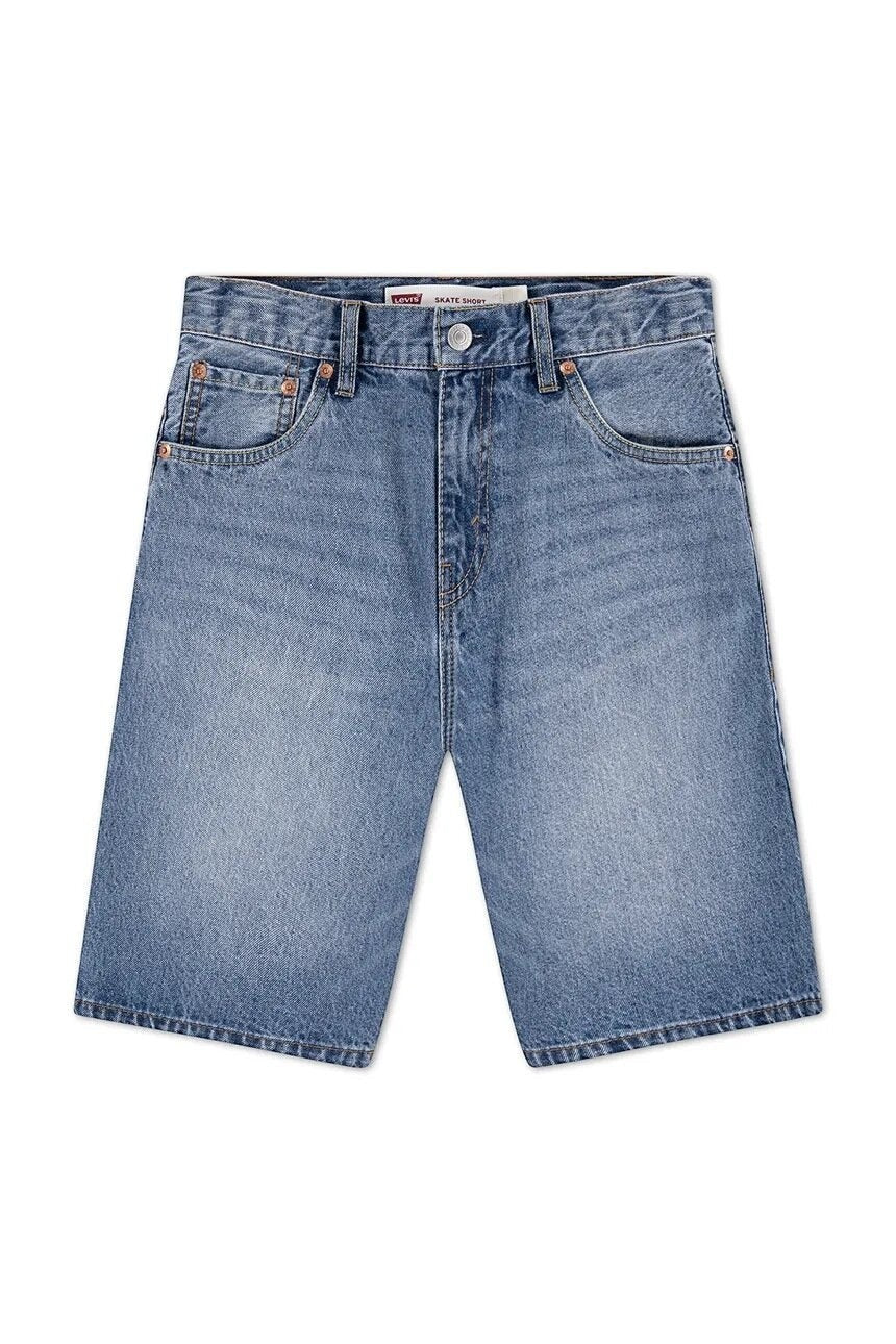 Pantaloncini in denim blu Levi's per bambini con vestibilità skate rilassata e dettagli classici, da Scugnizzi 0-16.