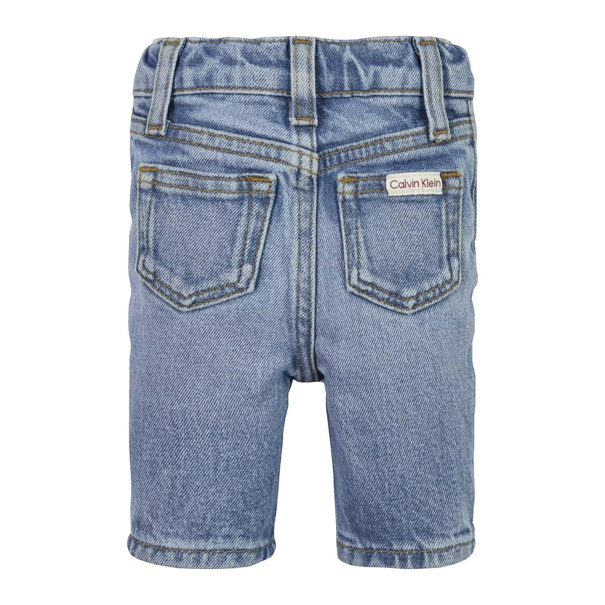 Pantaloncini in denim azzurro Scugnizzi 0-16 Calvin Klein con tasche posteriori e logo applicato