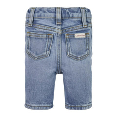 Pantaloncini in denim azzurro Scugnizzi 0-16 Calvin Klein con tasche posteriori e logo applicato