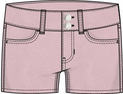 Pantaloncini corti in denim rosa pastello Scugnizzi 0-16 con vita alta e chiusura a doppio bottone per bambina