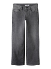 Pantaloni in denim a gamba larga Scugnizzi 0-16 grigio scuro con effetto slavato e design a cinque tasche
