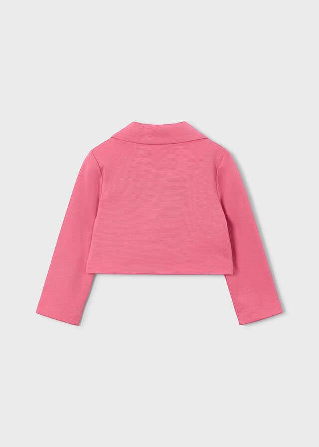 Scugnizzi 0-16 pink cropped jacket with collar and long sleeves