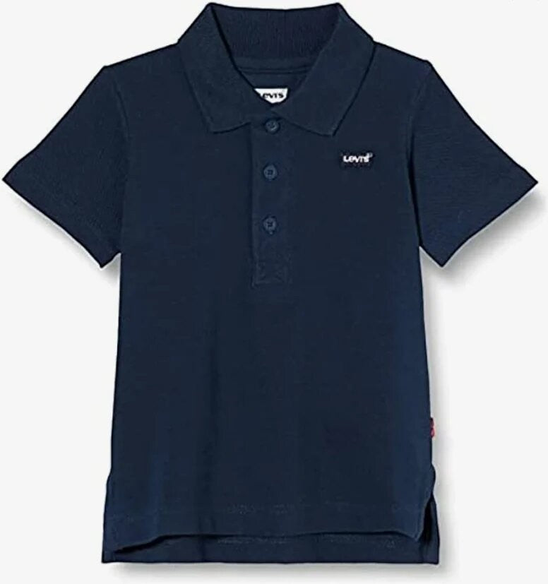 Polo a maniche corte blu navy in cotone piqué Scugnizzi 0-16 con logo Levi's ricamato sul petto e chiusura a bottoni