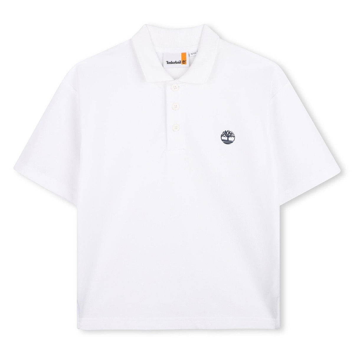 Polo bianca a maniche corte Scugnizzi 0-16 Timberland con colletto e logo ricamato sul petto