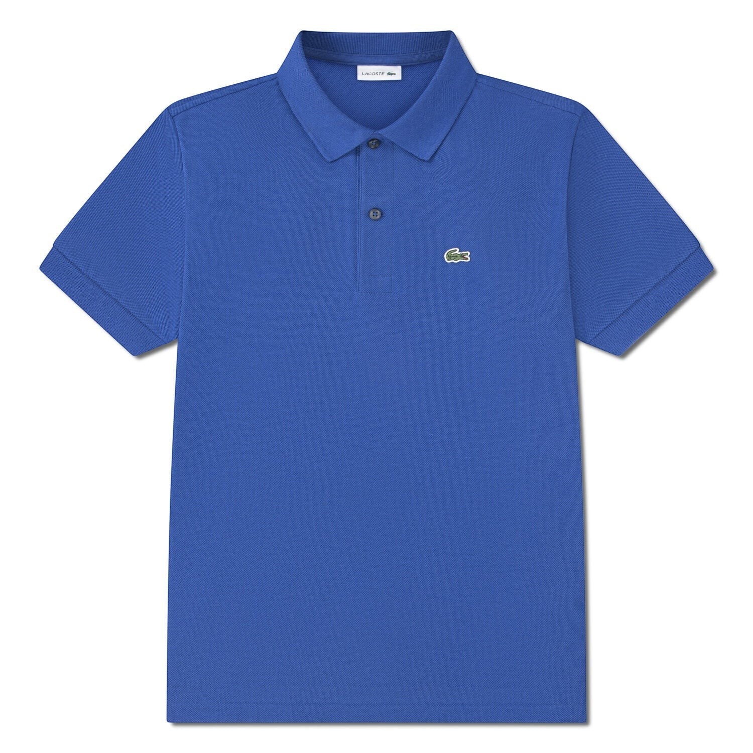 Polo a maniche corte Scugnizzi 0-16 Lacoste in cotone petit piqué blu con logo coccodrillo ricamato sul petto