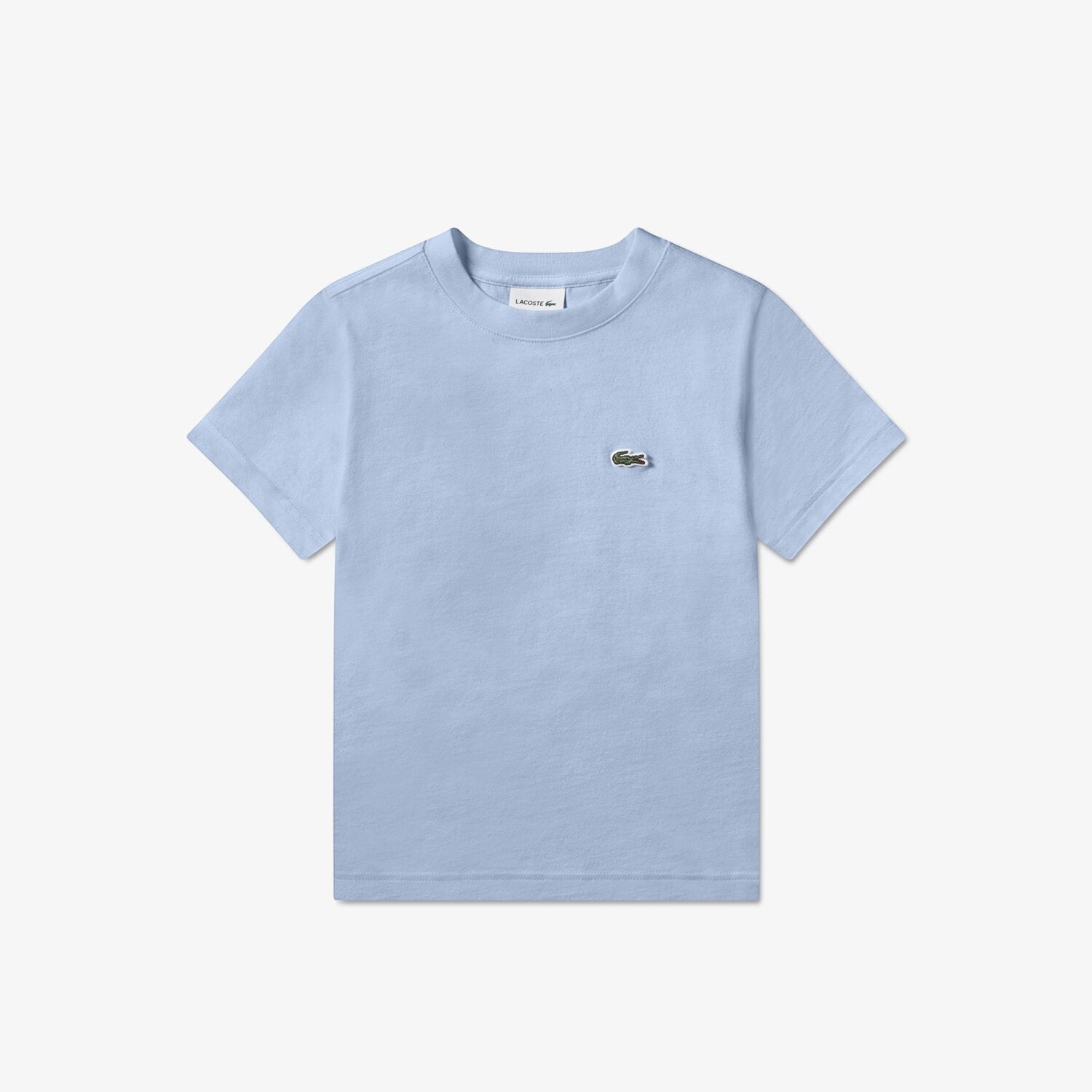 T-shirt azzurra in cotone Scugnizzi 0-16 con logo coccodrillo Lacoste ricamato sul petto per bambini
