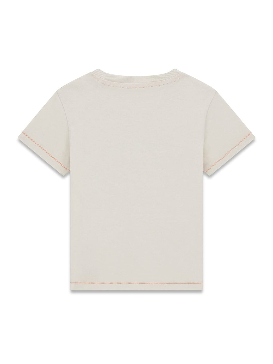 T-shirt a maniche corte Scugnizzi 0-16 in cotone beige con cuciture a contrasto, vista posteriore