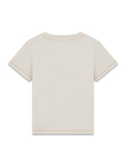 T-shirt a maniche corte Scugnizzi 0-16 in cotone beige con cuciture a contrasto, vista posteriore