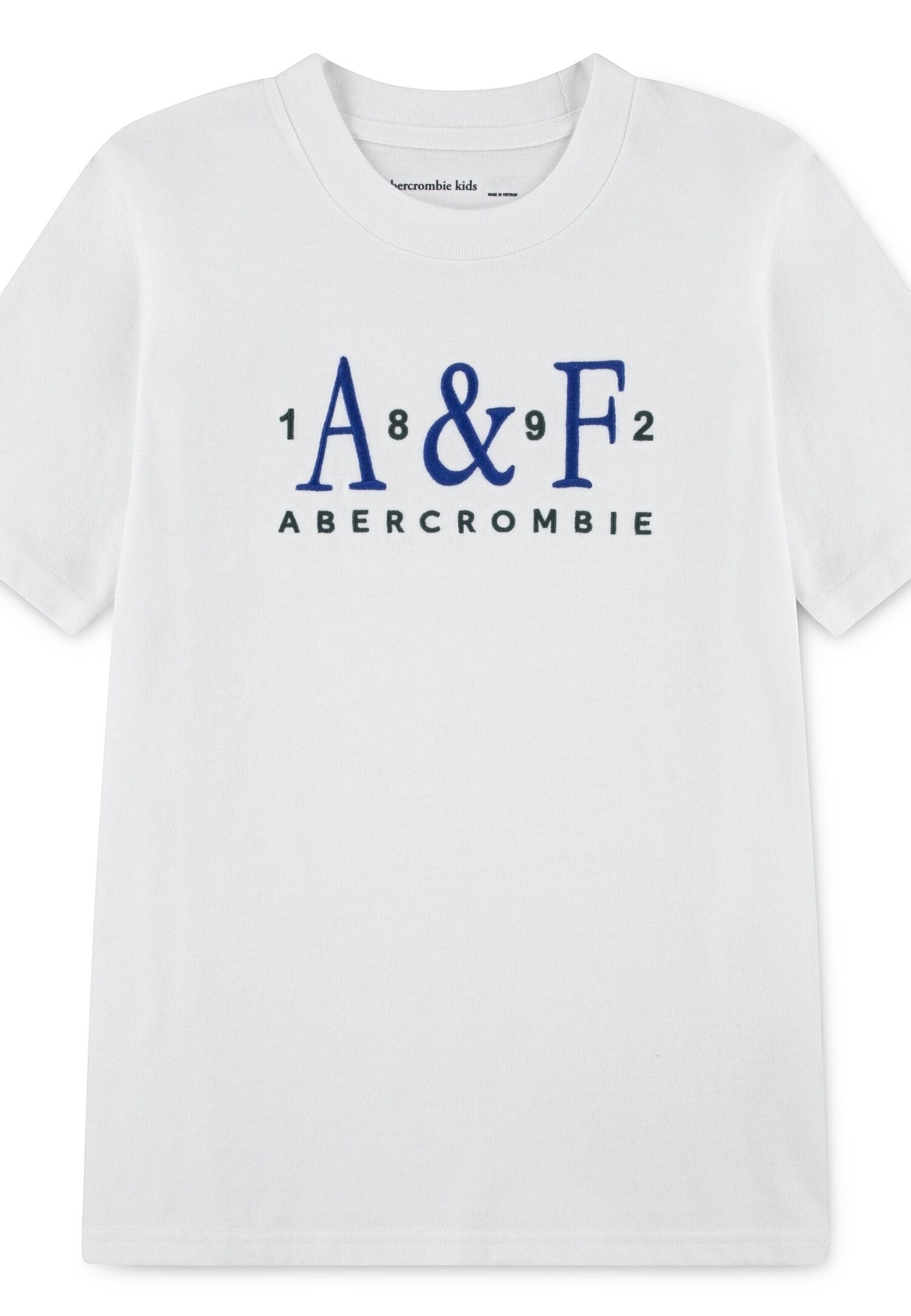 T-shirt bianca in cotone per bambino Scugnizzi 0-16 con logo A&F blu vintage sul petto