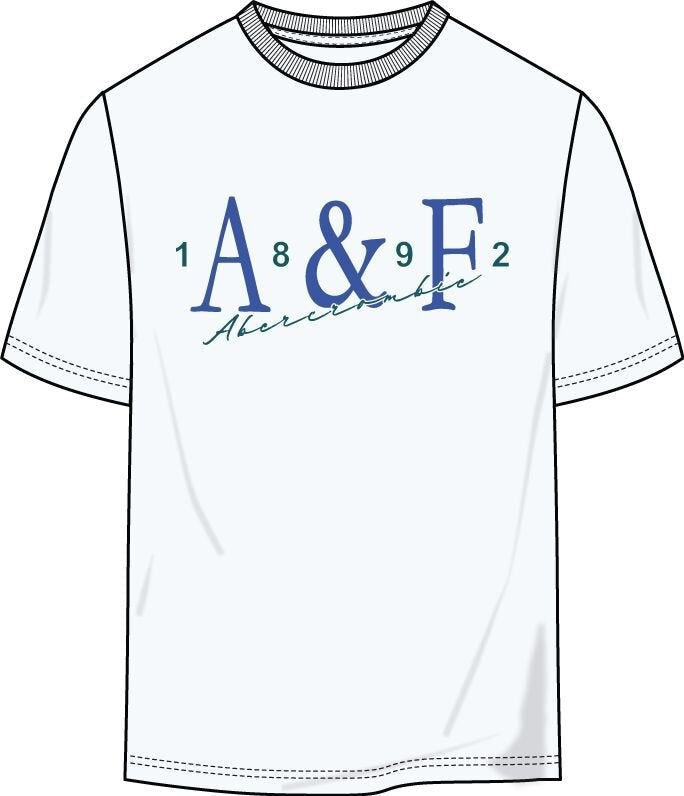 T-shirt bianca in cotone per bambino Scugnizzi 0-16 con logo grafico A&F 1892 e scritta Abercrombie blu