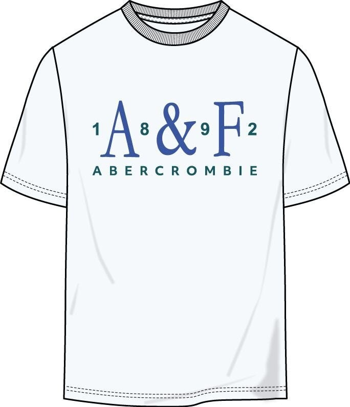 T-shirt bianca in cotone per bambino Scugnizzi 0-16 con logo A&F vintage indigo stampato sul petto