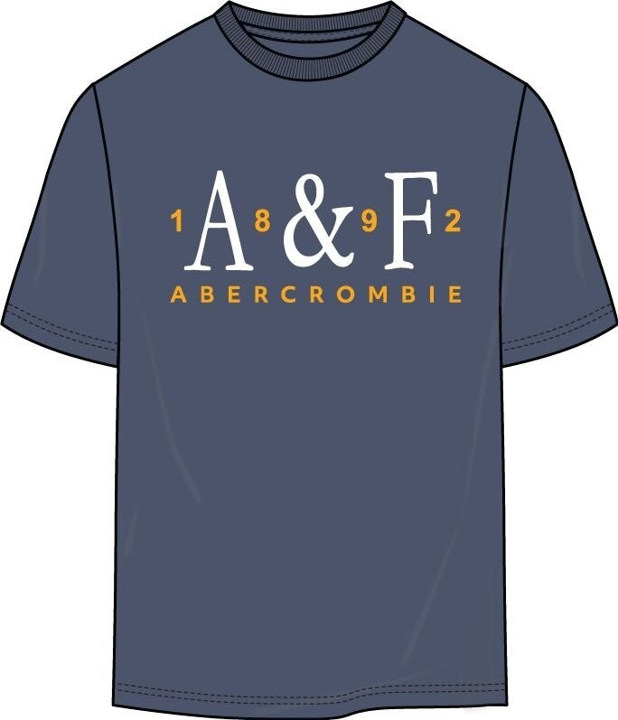 T-shirt casual da bambino Scugnizzi 0-16 in cotone blu indaco con logo grafico Abercrombie vintage sul petto