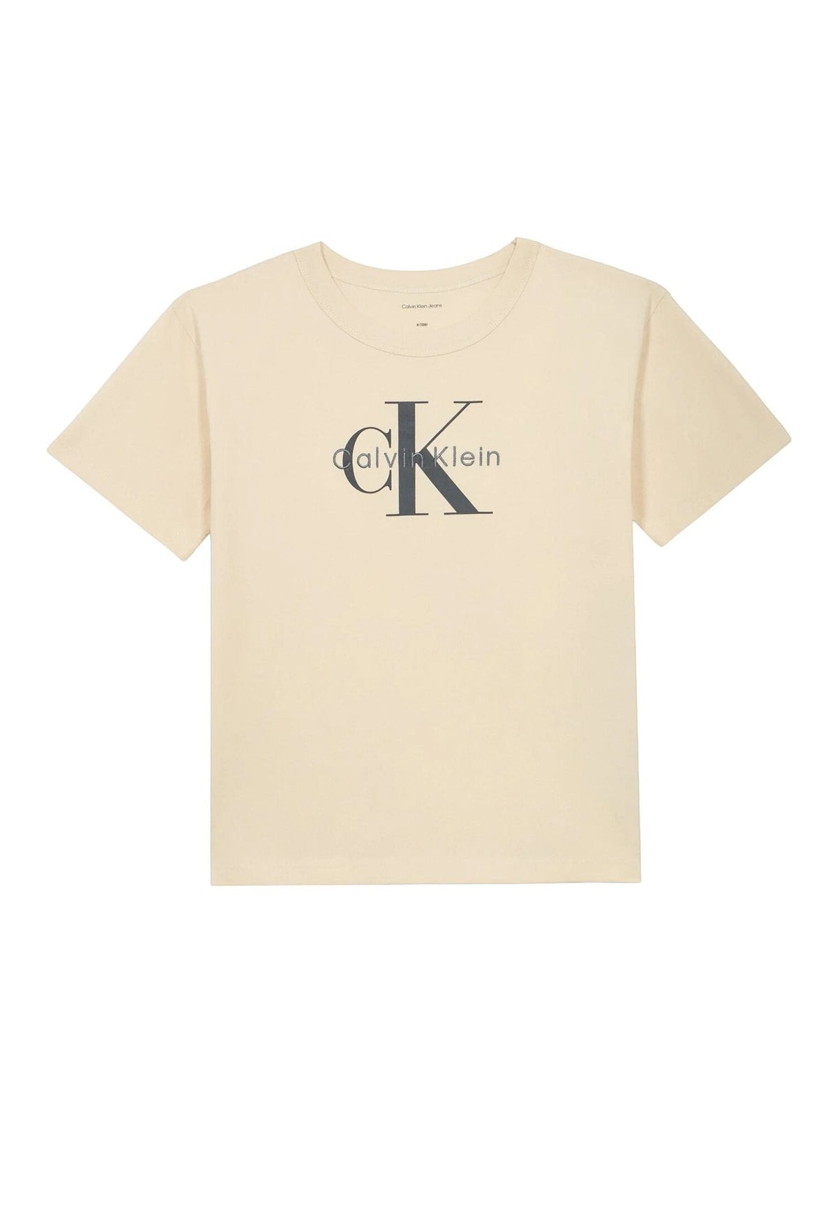T-shirt a maniche corte Scugnizzi 0-16 Calvin Klein Jeans in cotone beige con logo stampato sul petto