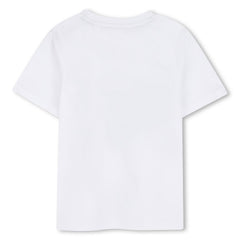 Retro della t-shirt bianca in cotone Scugnizzi 0-16 Timberland per bambino con maniche corte