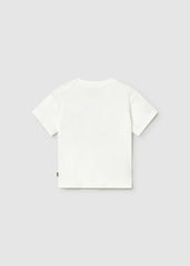 T-shirt bianca a maniche corte in cotone Scugnizzi 0-16, vista posteriore, ideale per il gioco quotidiano.