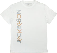 T-shirt bianca a maniche corte Scugnizzi 0-16 in cotone con logo verticale ricamato sul lato frontale