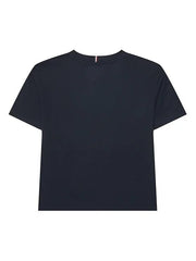 T-shirt a maniche corte blu navy Scugnizzi 0-16 in cotone con dettaglio iconico sul girocollo