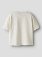 T-shirt a maniche corte Scugnizzi 0-16 in cotone color crema, vista posteriore con girocollo a costine