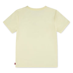 T-shirt a maniche corte Scugnizzi 0-16 in cotone giallo pastello, vista posteriore con etichetta Levi's laterale