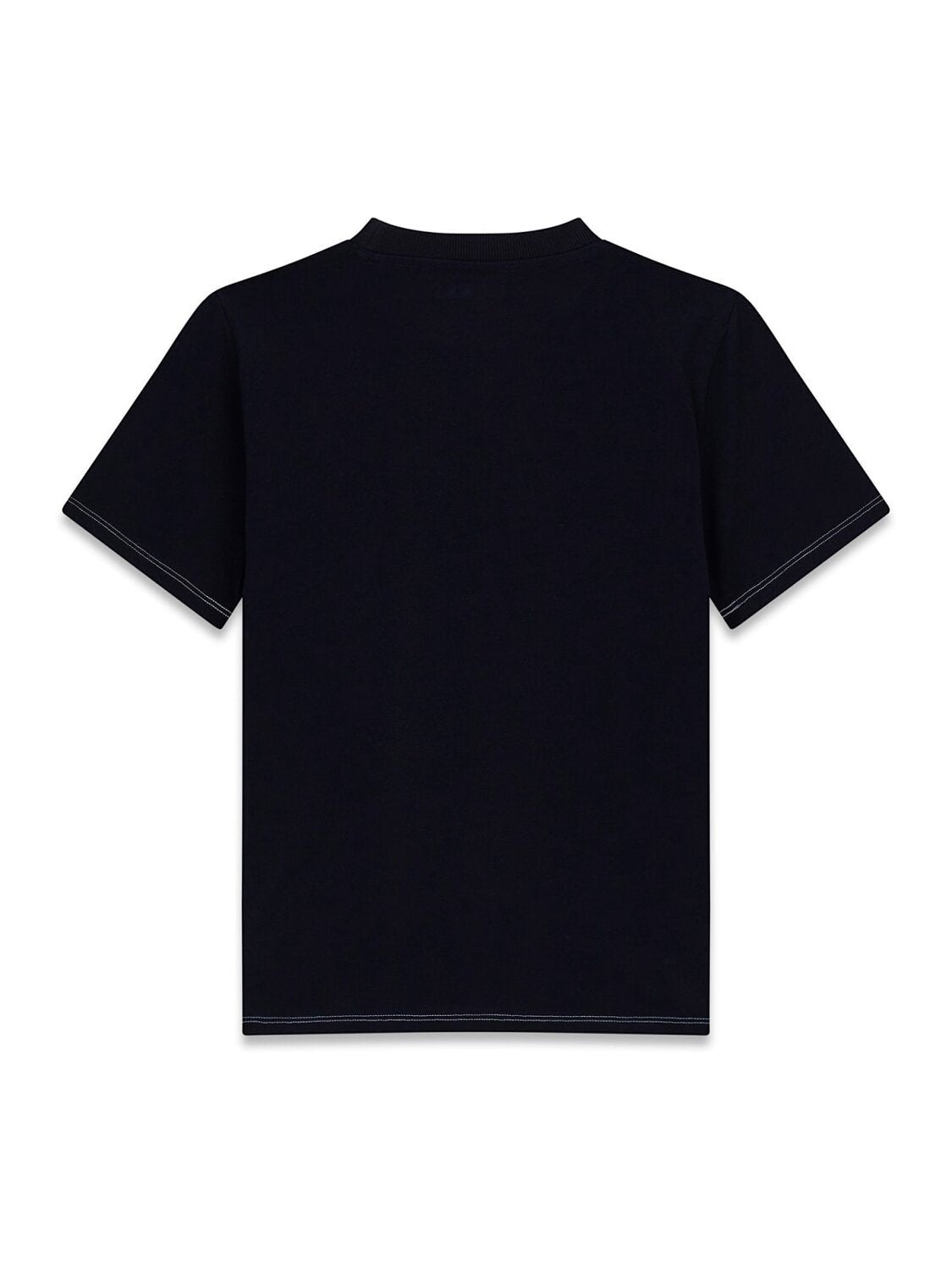 T-shirt a maniche corte nera in cotone di Scugnizzi 0-16 con girocollo e cuciture a vista, vista posteriore