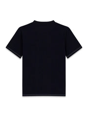 T-shirt a maniche corte nera in cotone di Scugnizzi 0-16 con girocollo e cuciture a vista, vista posteriore