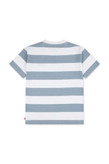 T-shirt a righe bianche e azzurre Scugnizzi 0-16 in cotone per bambini, vista posteriore.