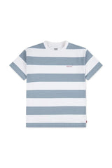 T-shirt a righe bianche e azzurre Scugnizzi 0-16 in cotone con logo Levi's ricamato sul petto