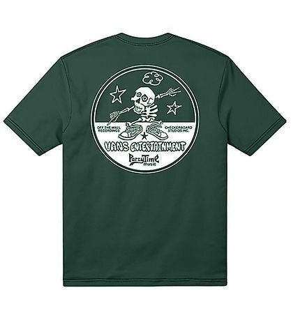 T-shirt verde scuro Scugnizzi 0-16 Vans Entertainment in cotone con stampa grafica a tema teschio sul retro