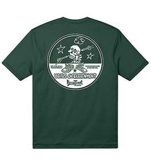 T-shirt verde scuro Scugnizzi 0-16 Vans Entertainment in cotone con stampa grafica a tema teschio sul retro