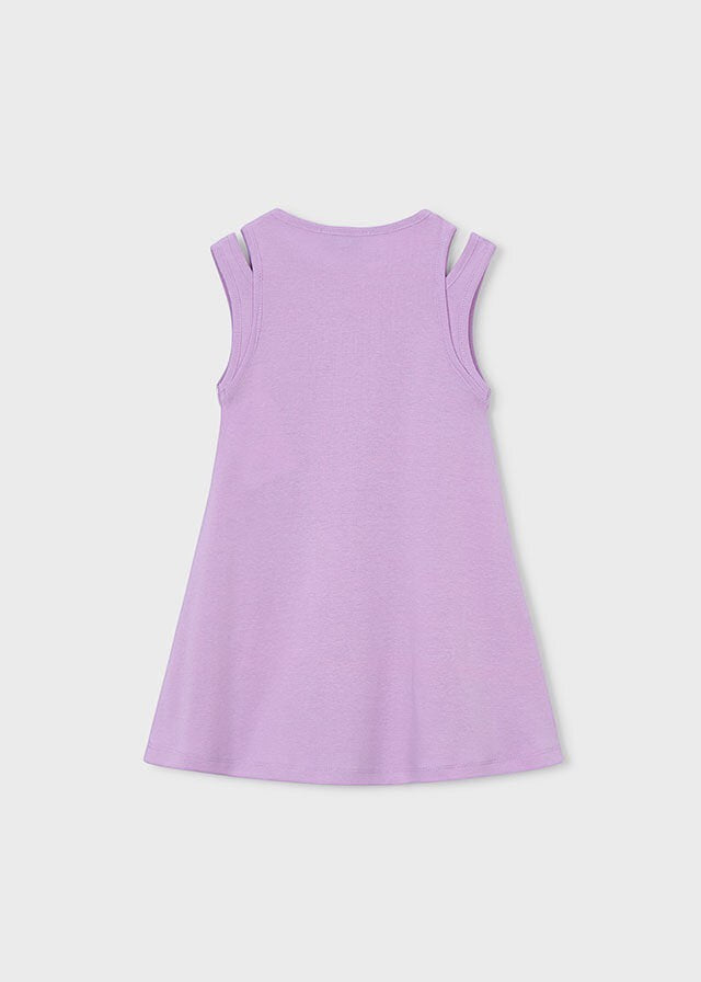Vestito senza maniche lilla Scugnizzi 0-16 con taglio svasato e aperture sulle spalle per bambina