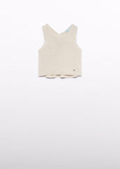 Scugnizzi 0-16 gilet senza maniche in tessuto metallizzato color champagne con scollo americano e logo dorato sul davanti.