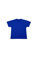 Scugnizzi 0-16 set: T-shirt blu elettrico in cotone con stampa ICON e shorts a righe bianche e grigie.