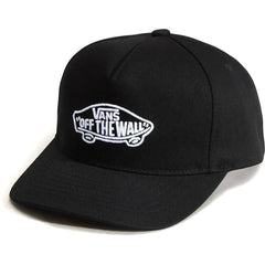 Berretto da baseball nero Vans con logo "Off The Wall" ricamato in bianco. Cotone, visiera piatta.
